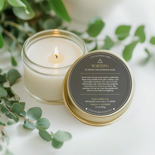Minimalist and Modern Simple Candle Safety Label