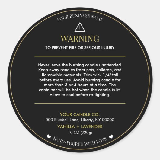 Minimalist and Modern Simple Candle Safety Label (Voorkant)