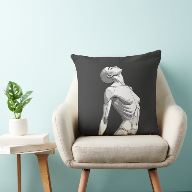 Minimalist Android Female - Modern Throw Pillow Kussen (Stoel)