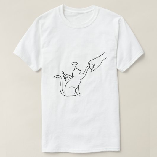 Minimalist Angel Cat & Human Fist Bump T-shirt (Design voorkant)