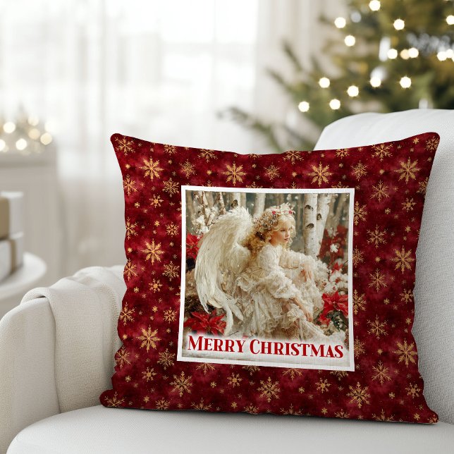Minimalist Angel Red Gold Personalized Best Xmas Kussen (Minimalist Angel Red Gold Personalized Best Christmas Pillow

)