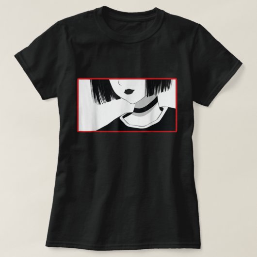 Minimalist Anime Girl Choker Shirt (Design voorkant)