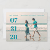 Minimalist Aquamarine Stylish & Fun Wedding Photo  Save The Date (Voorkant)