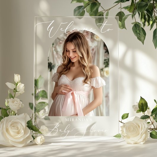 Minimalist Arch Baby shower foto welkom Acryl Bord