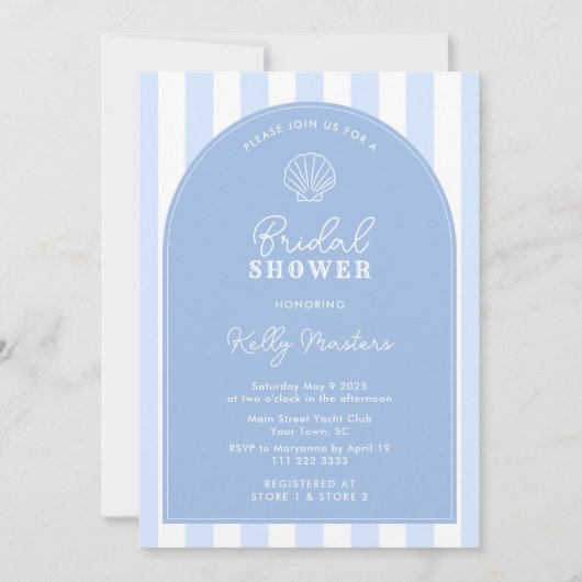 Minimalist Arch Blue & White Beachy Bridal Shower Kaart (Voorkant)