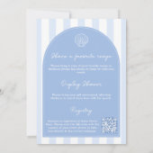 Minimalist Arch Blue & White Beachy Bridal Shower Kaart (Achterkant)