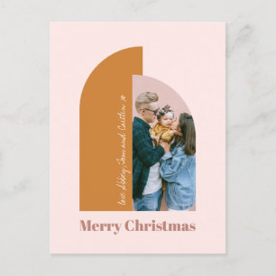 Minimalist Arch Blush Dusty Pink Merry Foto Feestdagenkaart