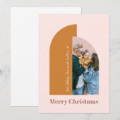 Minimalist Arch Blush Dusty Pink Merry Foto Feestdagenkaart (Voorkant / Achterkant)