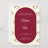 Minimalist Arch Burgundy Boho Sun Wedding Kaart (Voorkant)