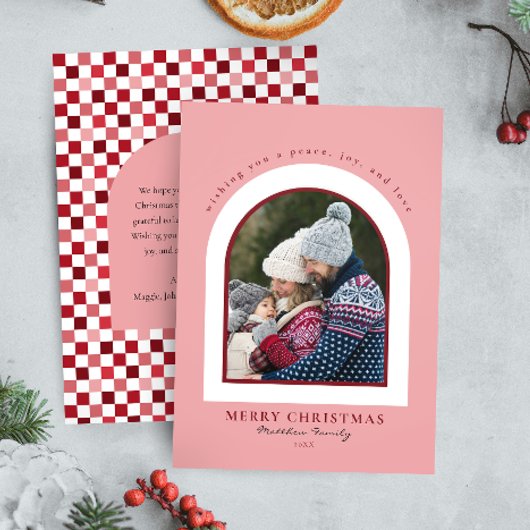 Minimalist Arch Christmas Familiefoto Feestdagenkaart