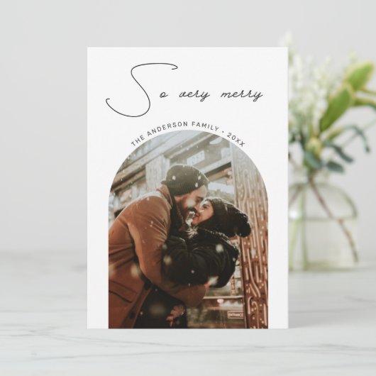 Minimalist Arch Kerstfoto | Zo erg vrolijk Feestdagenkaart (Staand voorkant)