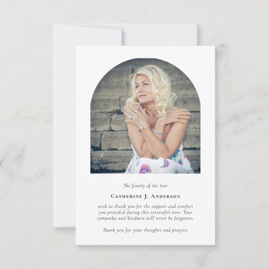 Minimalist Arch Memorial Foto Sympathy Funeral Bedankkaart (Voorkant)