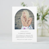 Minimalist Arch Memorial Foto Sympathy Funeral Bedankkaart (Staand voorkant)