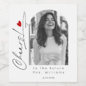 Minimalist Arch Photo Cheers Vrijgezellenfeest Wijn Etiket (Enkel label)