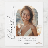 Minimalist Arch Photo Cheers Vrijgezellenfeest Wijn Etiket (Enkel label)