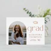 Minimalist Arch Photo Graduation Party Roos Gold Folie Uitnodiging (Staand Voorkant)