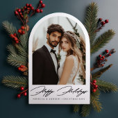 Minimalist Arch Photo Holiday Wedding Aankondiging