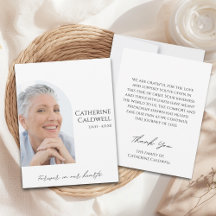 Minimalist Arch Photo Memorial Dank u kaart