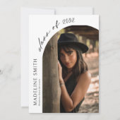 Minimalist Arch Photo Pet Tassel Afstuderen Kaart (Achterkant)