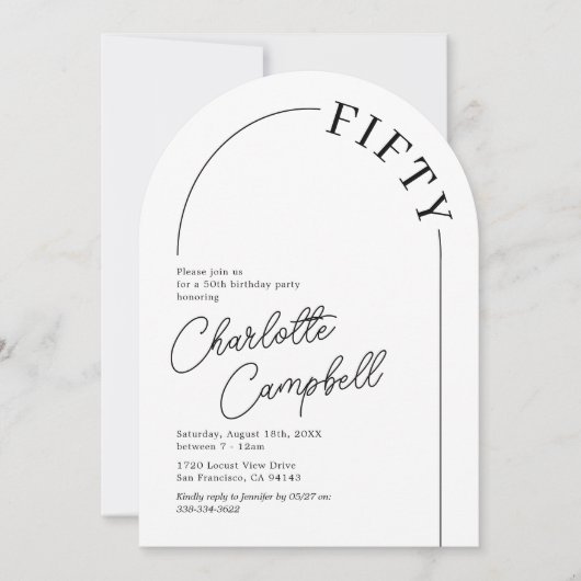 Minimalist Arch Volwassen 50ste verjaardag Kaart (Voorkant)