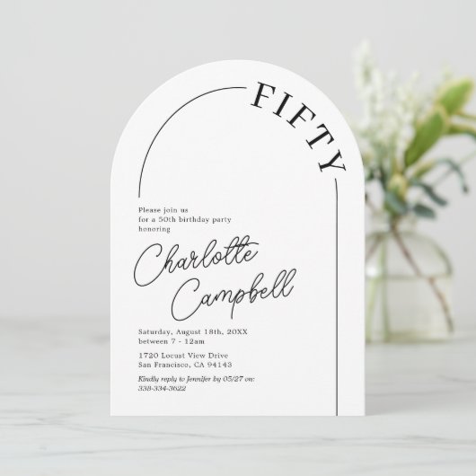 Minimalist Arch Volwassen 50ste verjaardag Kaart (Staand voorkant)