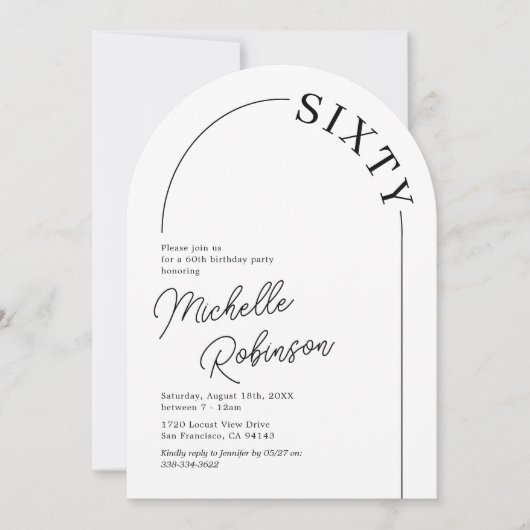 Minimalist Arch Volwassen 60ste verjaardag Kaart (Voorkant)