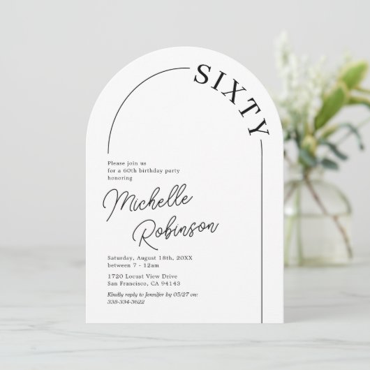 Minimalist Arch Volwassen 60ste verjaardag Kaart (Staand voorkant)
