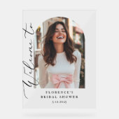 Minimalist Arch Vrijgezellenfeest foto welkom Acryl Bord (Voorkant)