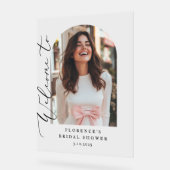 Minimalist Arch Vrijgezellenfeest foto welkom Acryl Bord (Hoek)