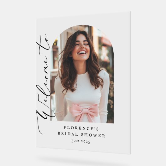 Minimalist Arch Vrijgezellenfeest foto welkom Acryl Bord (Hoek)