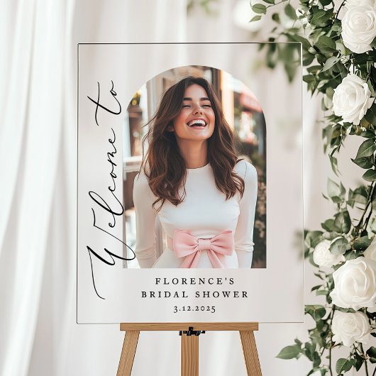 Minimalist Arch Vrijgezellenfeest foto welkom Acryl Bord