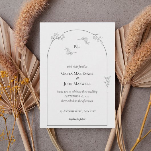 Minimalist Arch Wedding Invitation Kaart