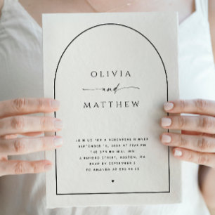 Minimalist Arch Wedding Repetitie Diner Foto Kaart