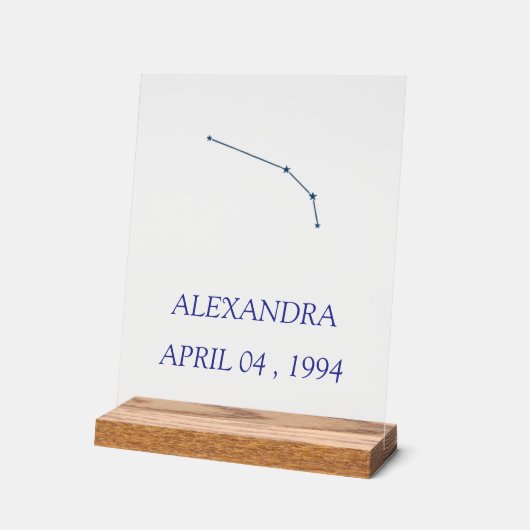 Minimalist Aries Constellation Acrylic Sign - Pers Acryl Bord (Hoek)