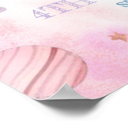 Minimalist Astronaut Girl's 4e Geboorte Welkom Tek Poster (Hoek)