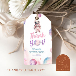 Minimalist Astronaut Girl's 4e Verjaardag Gift Lab Cadeaulabel