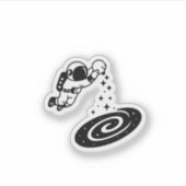 "Minimalist Astronaut Pouring Stars into Galaxy" Sticker (Voorkant)