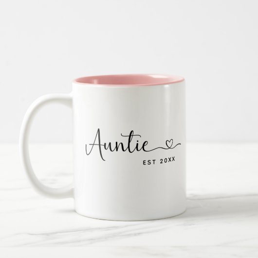 Minimalist Auntie Established Elegant Script  Tweekleurige Koffiemok (Links)