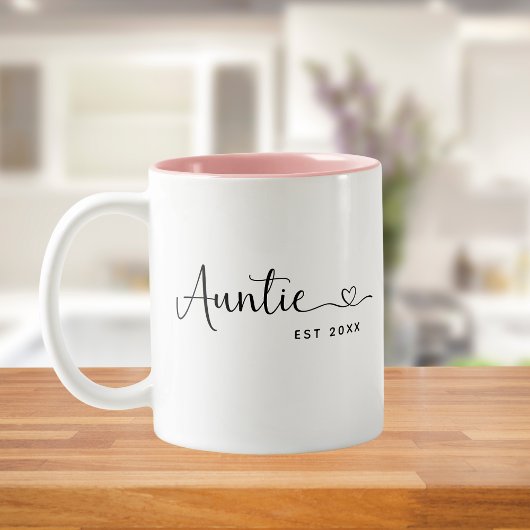 Minimalist Auntie Established Elegant Script  Tweekleurige Koffiemok