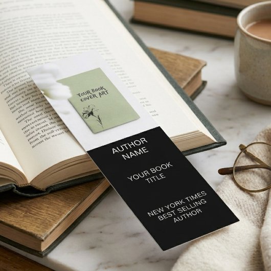 Minimalist Author Bookmark Template with Book Cove Mini Visitekaartje