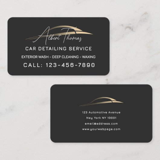 Minimalist automotive gold car line Business Card Visitekaartje (Voorkant / Achterkant)