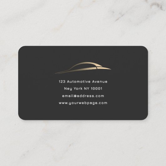 Minimalist automotive gold car line Business Card Visitekaartje (Achterkant)