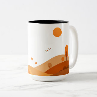 Minimalist Autumn Landscape Coffee Mug Tweekleurige Koffiemok