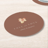 Minimalist Autumn Leaf "Fall in Love" Personalized Ronde Kartonnen Onderzetter (Gebogen)
