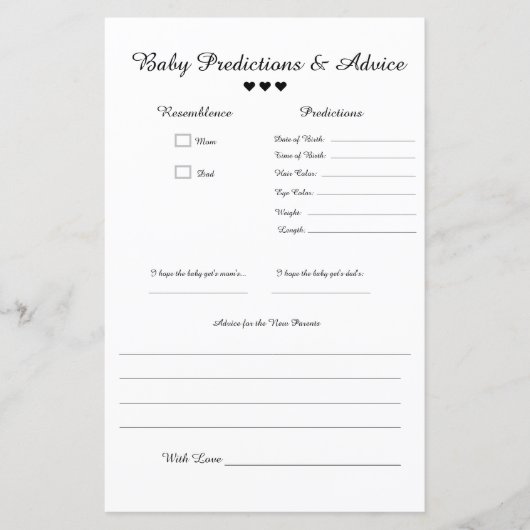 Minimalist B&W Baby Predictions & Advice (Voorkant)