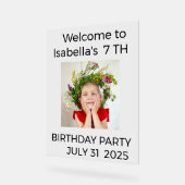 Minimalist Baby Birthday Invitation with Photo Acryl Bord (Hoek)