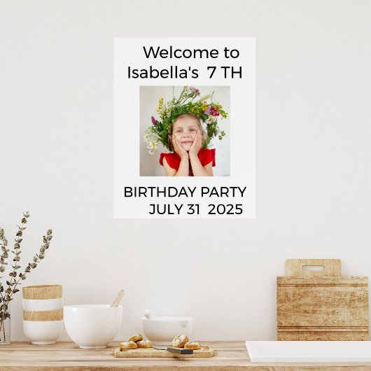 Minimalist Baby Birthday Invitation with Photo Poster (Keuken)