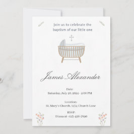 Minimalist Baby Christening Baptism Template Kaart