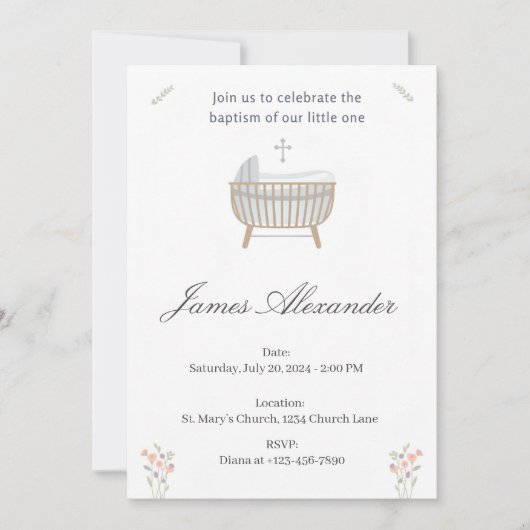 Minimalist Baby Christening Baptism Template Kaart (Voorkant)