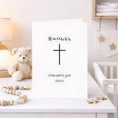 Minimalist Baby Dedication Black Cross Kaart